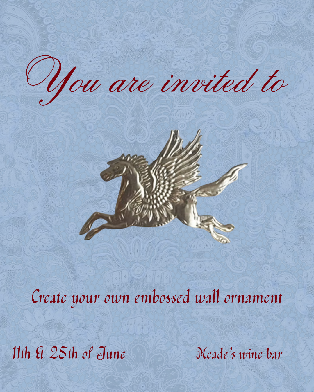 Embossed wall ornament workshop 11th & 25th of June